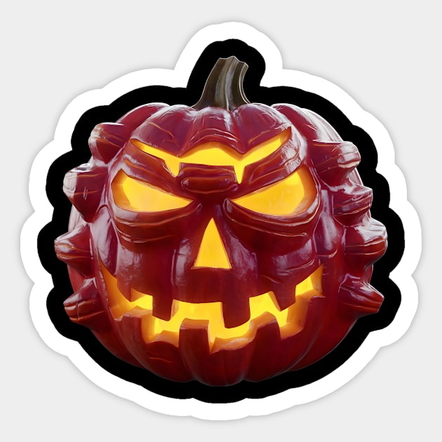 Pumpkin has a Menacing Expression with Angular Eyes and Mouth, Making it Perfect for Halloween or Horror Themes. Sticker by animegirlnft